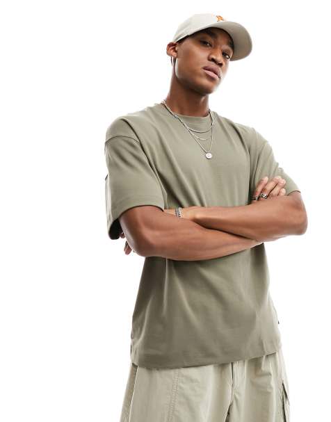Jack & Jones – T-shirt oversize z materiału o gramaturze 200 g/m2 w kolorze khaki - view 1