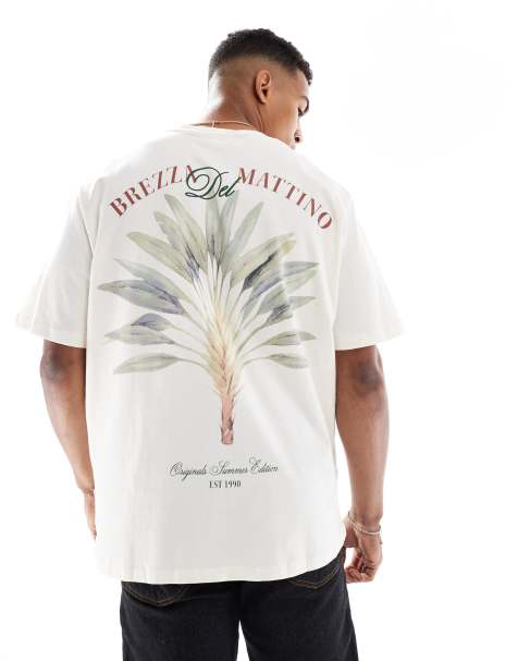 Jack & Jones – T-shirt oversize z nadrukiem palmy na plecach - view 1