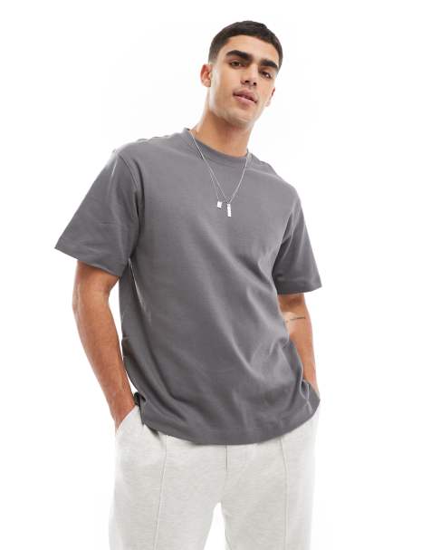 Jack & Jones - T-shirt pesante oversize grigio scuro - view 1