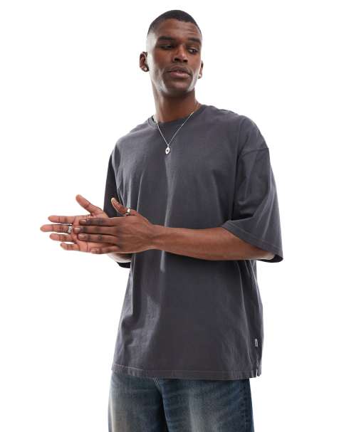 Jack & Jones - T-shirt super oversize grigia slavata - view 1