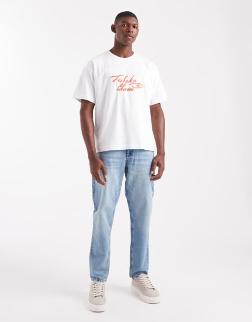 Jack & Jones - T-shirt taglio corto squadrata bianca con scritta ricamata, 2 di 5
