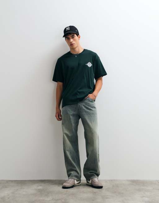 Jack & Jones - T-shirt verde scuro con stampa celestiale sul retro, 5 di 5
