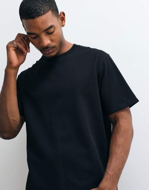 Jack & Jones t-shirt waffle nera, 2 di 5