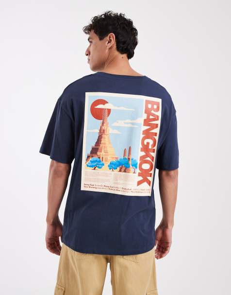 Jack & Jones t-shirt with bangkok back print in navy