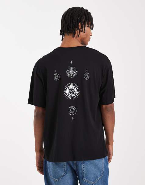 Jack & Jones t-shirt with celestial back print in black - view 1