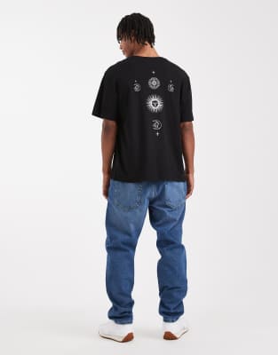 Jack & Jones T-shirt With Celestial Back Print In Black