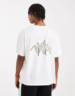 Jack & Jones T-shirt With Flower Back Print In White