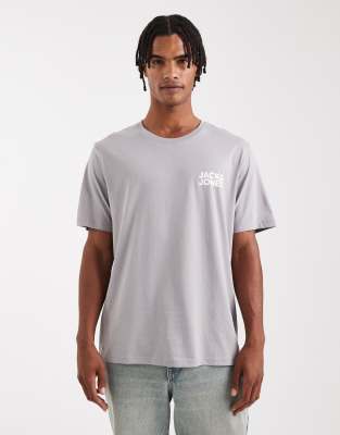 Jack & Jones Jack & Jones t-shirt with front logo in grey