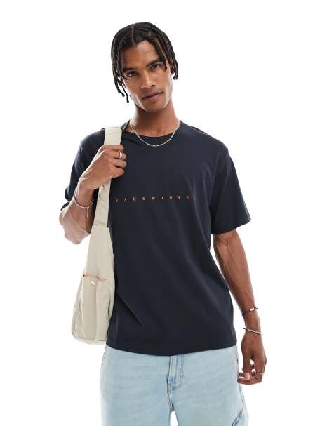 Jack & Jones t-shirt with front logo in navy - view 1