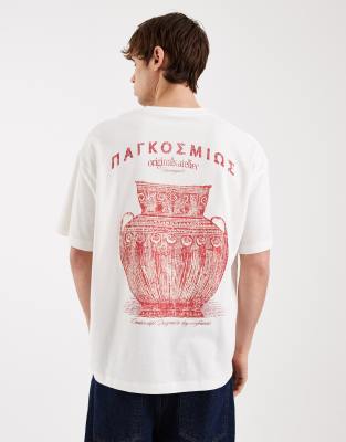 Jack & Jones t-shirt with greek style back print in off white | ASOS