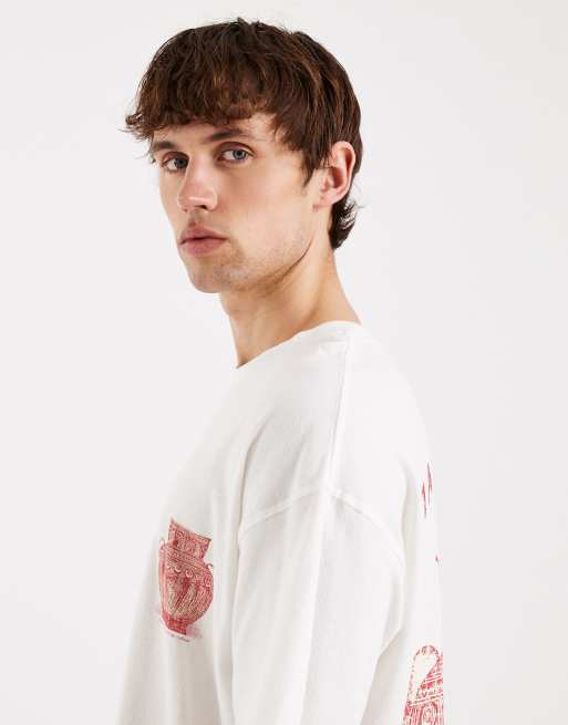 Jack & Jones t-shirt with greek style back print in off white | ASOS