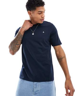 Jack & Jones t-shirt with & logo in navy