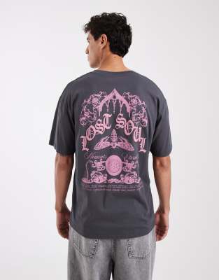 Jack & Jones T-shirt With Lost Soul Backprint In Gray