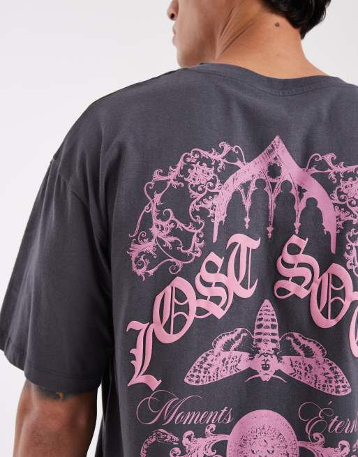 Jack & Jones T-shirt with lost soul backprint in charcoal, 5 of 5