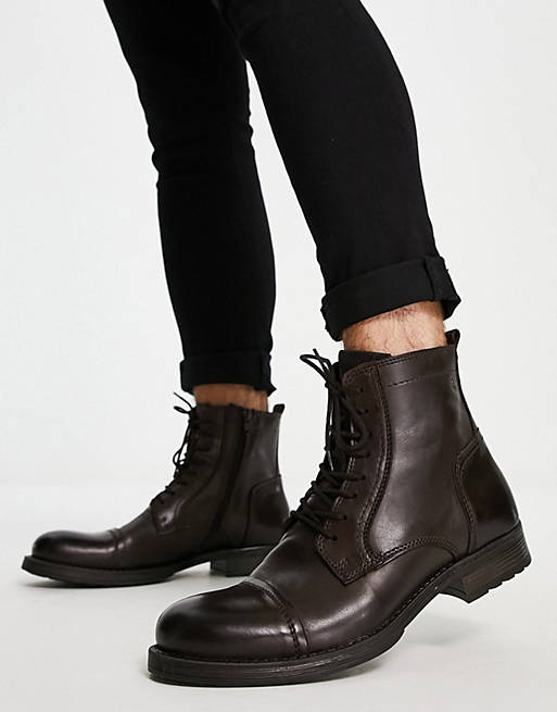 Jack & Jones tall boots in brown 