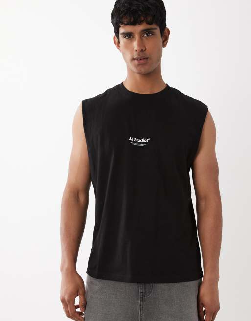 Jack & Jones tank top with front logo in black, 3 of 5