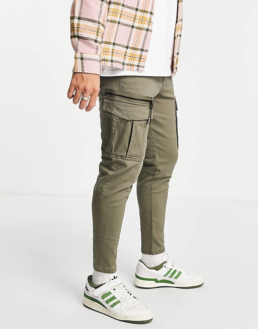 Trousers & Chinos Jack & Jones tapered cargo trousers in khaki 