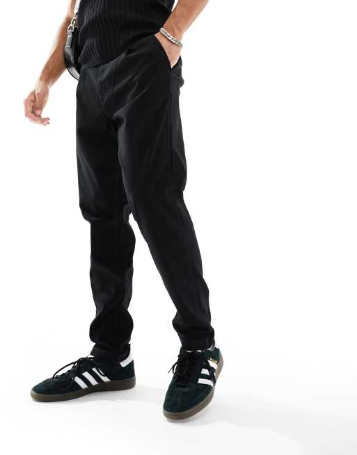 Jack & Jones tapered crop chino with front pleat in black, 4 of 5