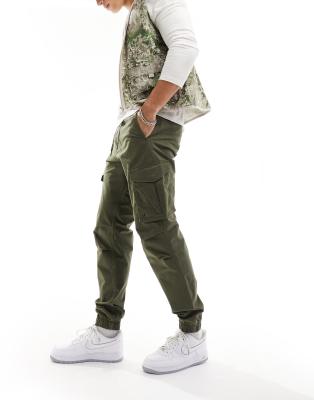 Jack & Jones Intelligence Cuffed Cargo Pants In Khaki-green