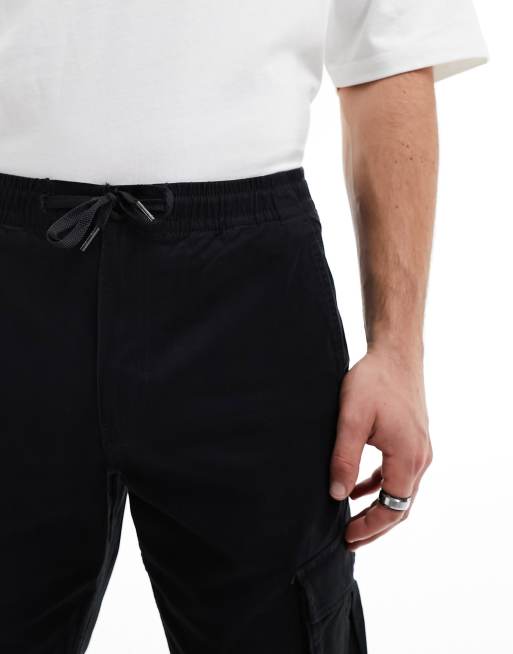 Jack & Jones tapered cuffed cargo trousers in black, 3 of 5