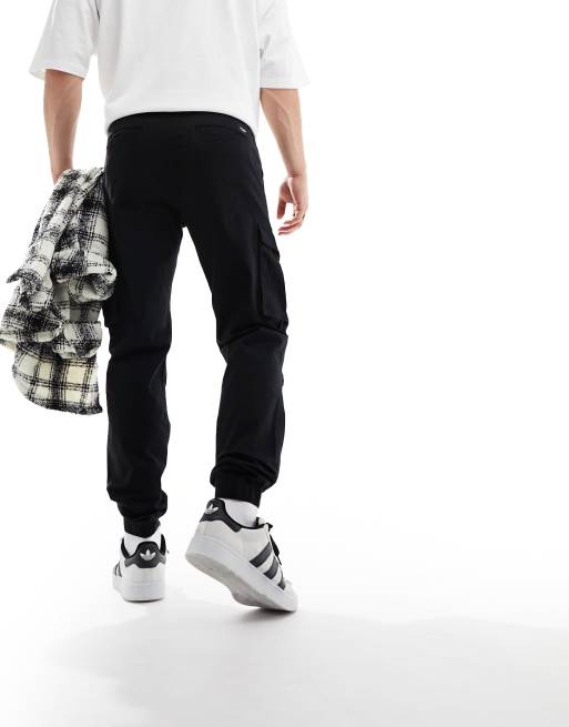 Jack & Jones tapered cuffed cargo trousers in black, 4 of 5