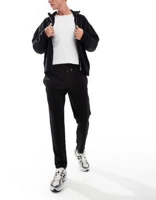 tapered drawstring smart pants in black