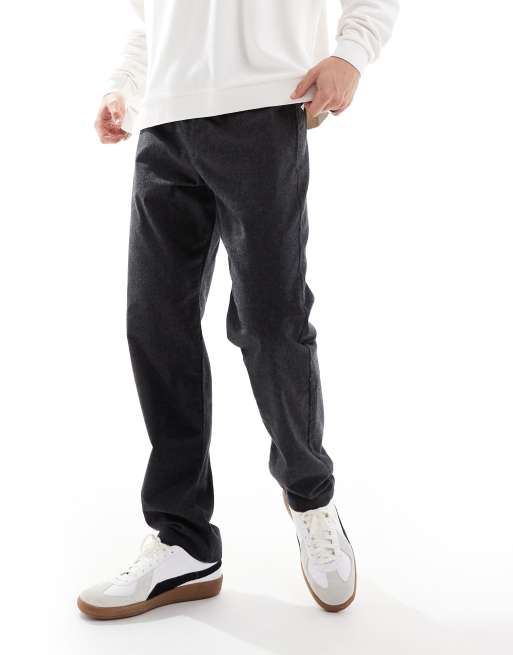 Jack & Jones tapered fit smart pants with drawstring waist in dark grey 