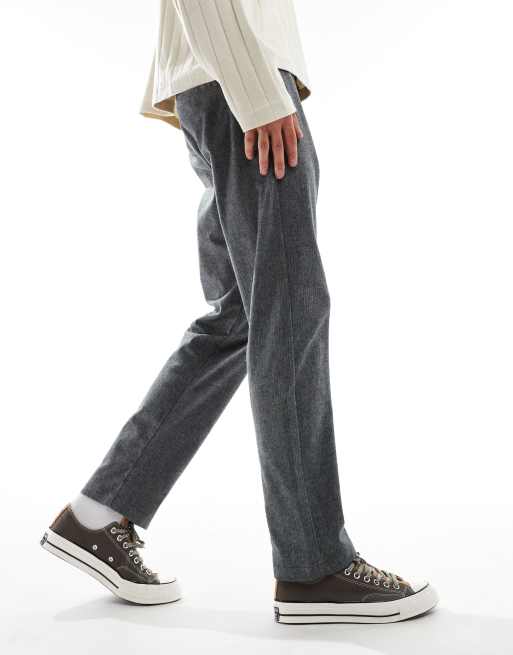 Jack & Jones tapered fit smart pants with drawstring waist in grey marl, 2 of 5