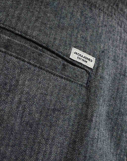 Jack & Jones tapered fit smart pants with drawstring waist in grey marl, 3 of 5