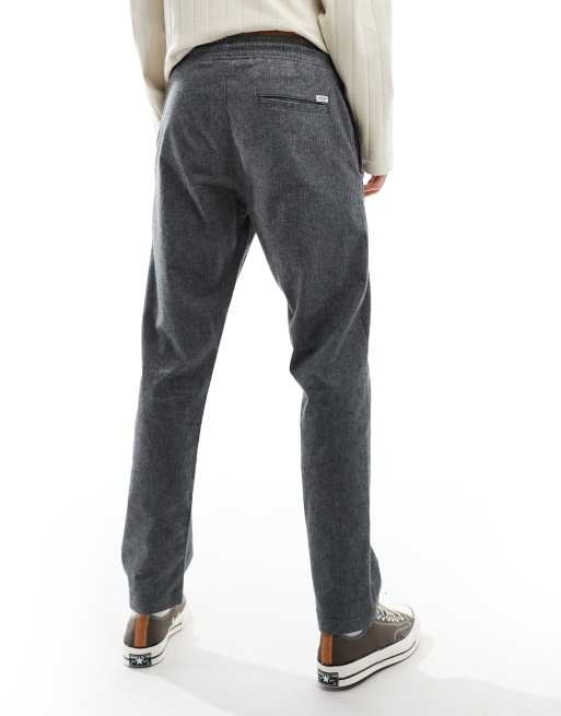 Jack & Jones tapered fit smart pants with drawstring waist in grey marl, 4 of 5