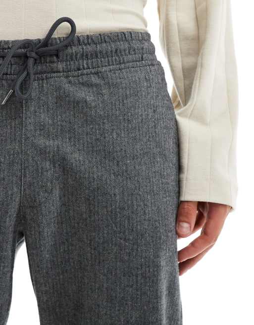 Jack & Jones tapered fit smart pants with drawstring waist in grey marl, 5 of 5
