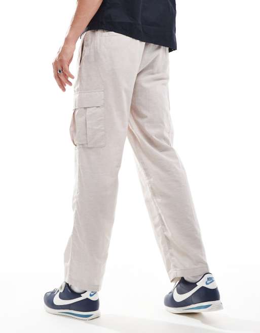 Jack & Jones tapered linen trouser with cargo pockets in beige, 2 of 5
