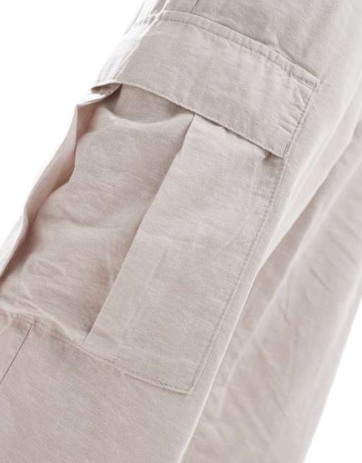 Jack & Jones tapered linen trouser with cargo pockets in beige, 4 of 5