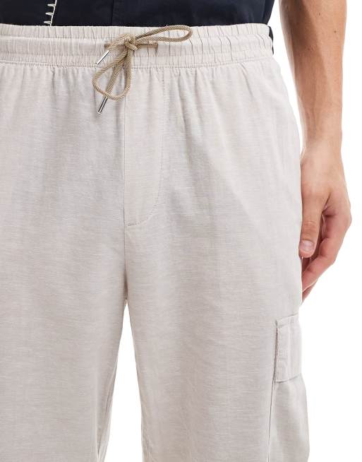 Jack & Jones tapered linen trouser with cargo pockets in beige, 5 of 5