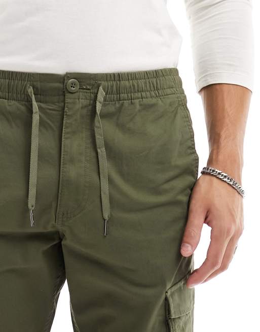 Jack & Jones - Tapered mørkegrønne cargobukser med tætsiddende kanter, 4 af 5