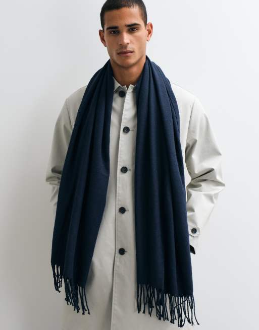Jack & Jones tassle scarf in navy, 3 of 3