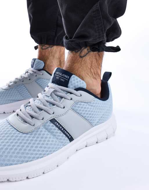 Jack & Jones Taylor mesh trainer in blue, 3 of 4