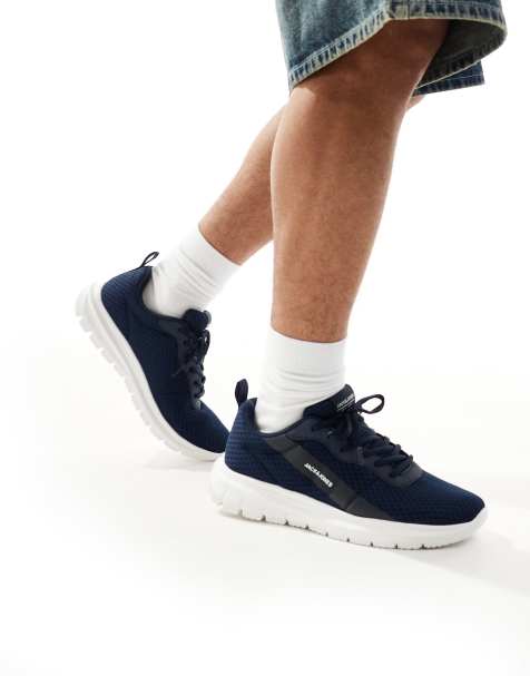 Jack & Jones Taylor mesh trainer in navy - view 1