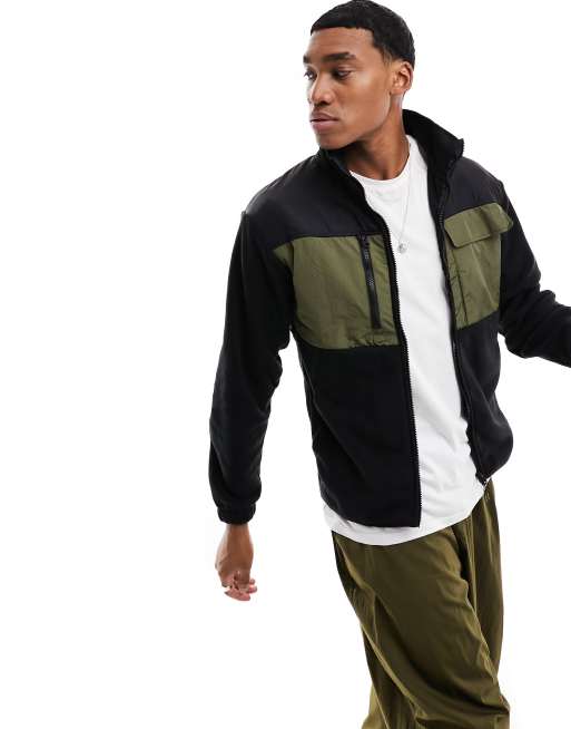 Jack & Jones technical fleece jacket with utility pockets in black | ASOS