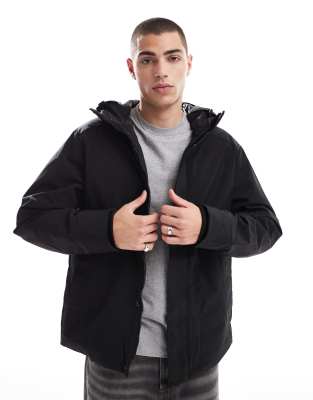 technical parka with padded lining in black