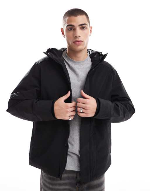 Jack Jones technical parka with padded lining in black