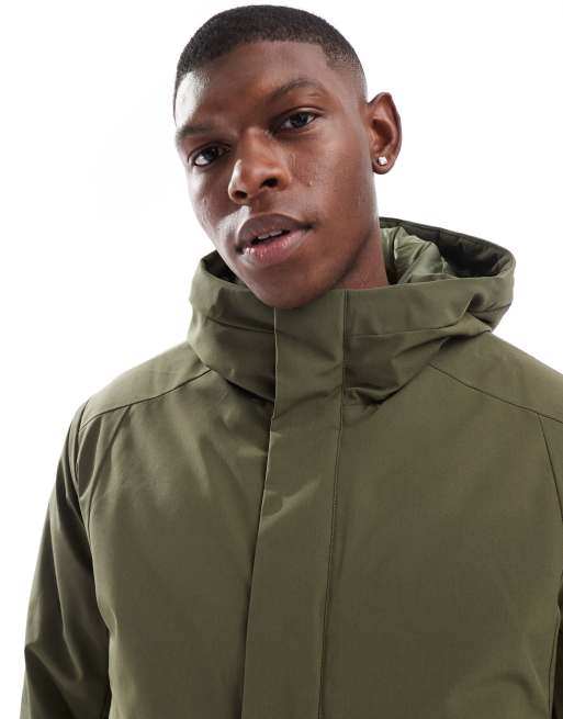 Jack Jones technical parka with padded lining in khaki ASOS