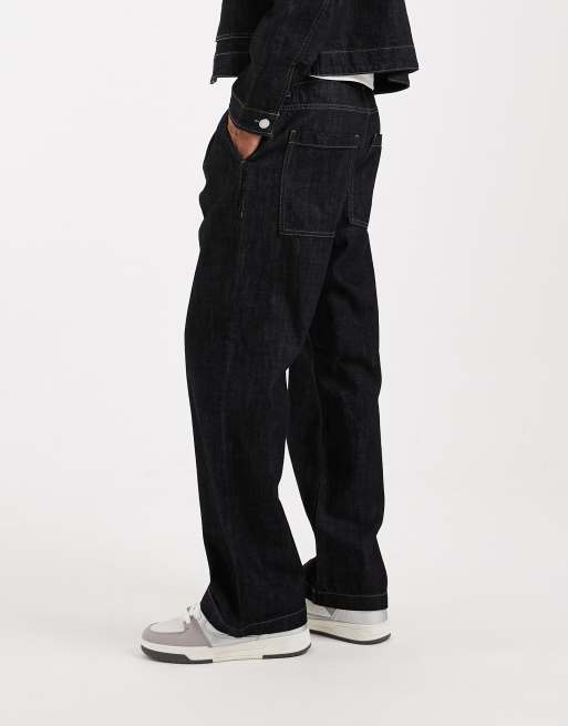 Jack & Jones - Ted - Jeans dritti comodi blu scuro lavaggio grezzo in coordinato, 3 di 5