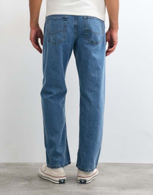 Jack & Jones Ted loose straight jeans in mid blue wash, 4 of 5