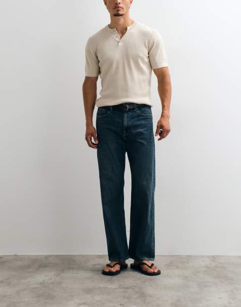 Jack & Jones Ted relaxed straight jeans in mid blue - view 1