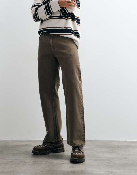 Jack & Jones Ted relaxed straight leg jeans in brown wash - view 1