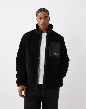 Jack & Jones teddy fleece in black