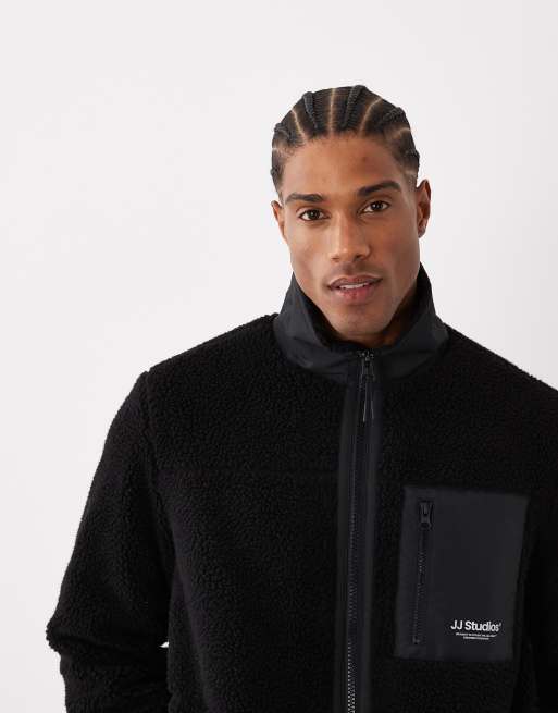 Jack & Jones teddy fleece in black, 3 of 5
