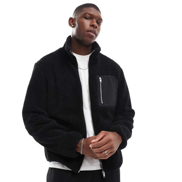 【DISCERNMENT】Hipo Teddy Fleece Jacket Jack & Jones teddy fleece jacket in black | ASOS