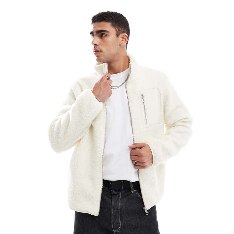 Jack & Jones teddy fleece jacket in white | ASOS
